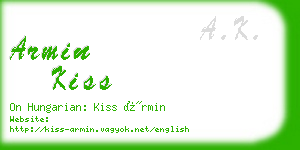 armin kiss business card